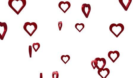 animación de corazones rojos moviéndose sobre fondo blanco