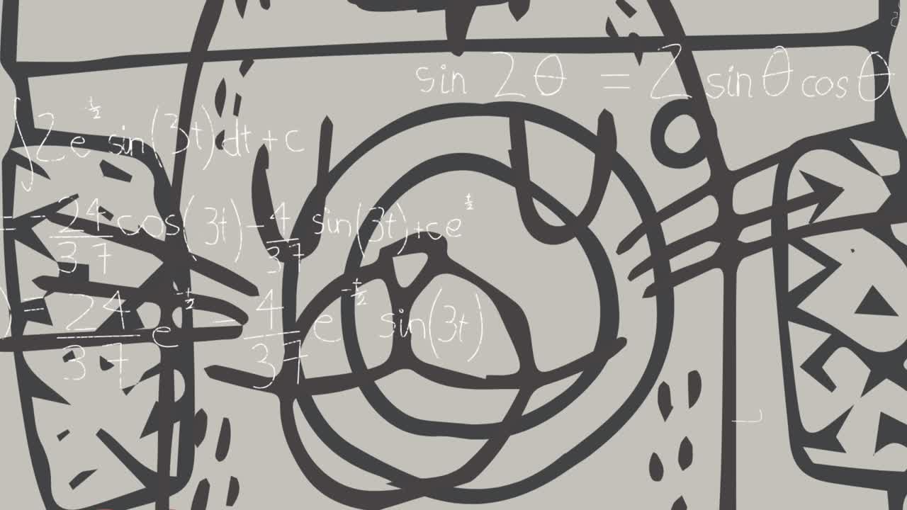 animación de ecuaciones matemáticas y dibujo sobre fondo verde