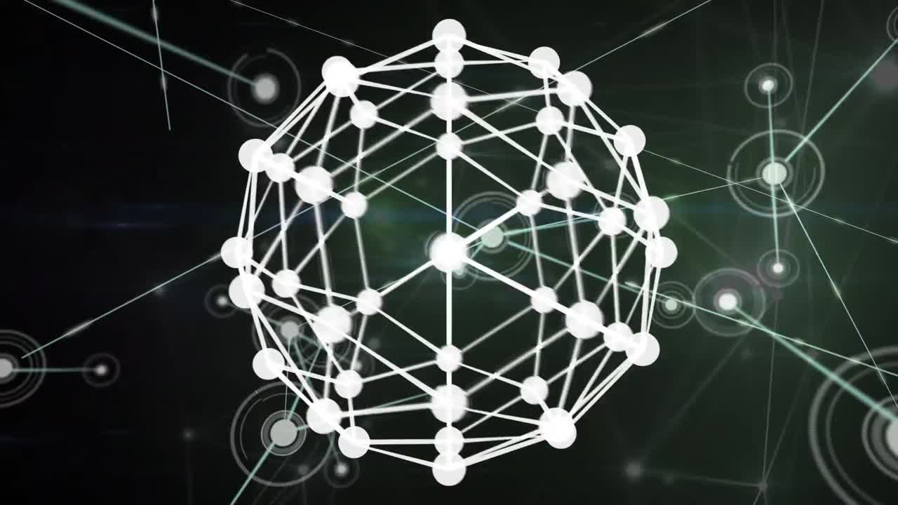 어두운 배경 위의 연결 네트워크의 애니메이션