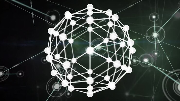 Animation of network of connections over dark background