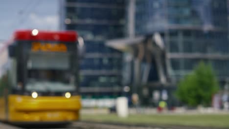 Background-of-two-yellow-trams-in-the-city