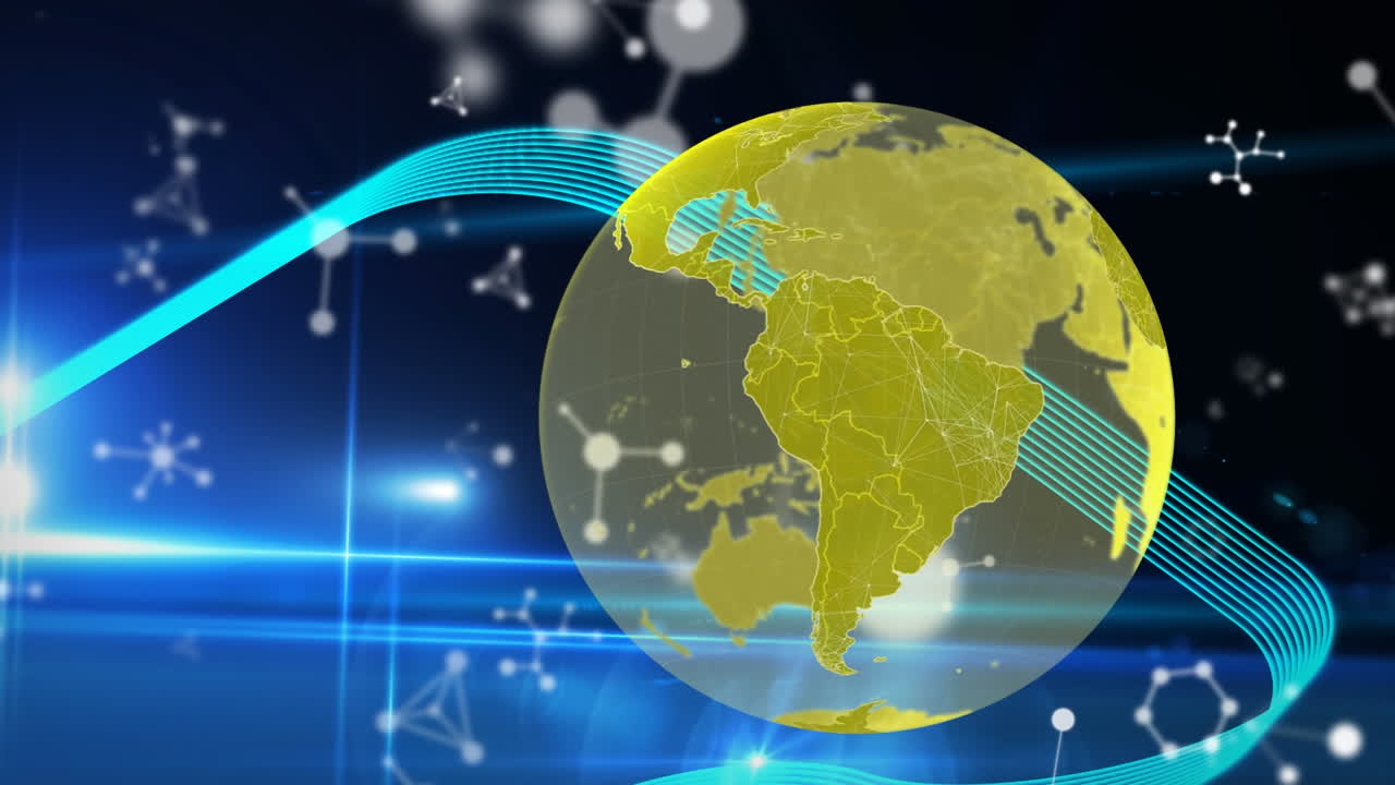 분자 및 연결 네트워크와 함께 지구의 애니메이션