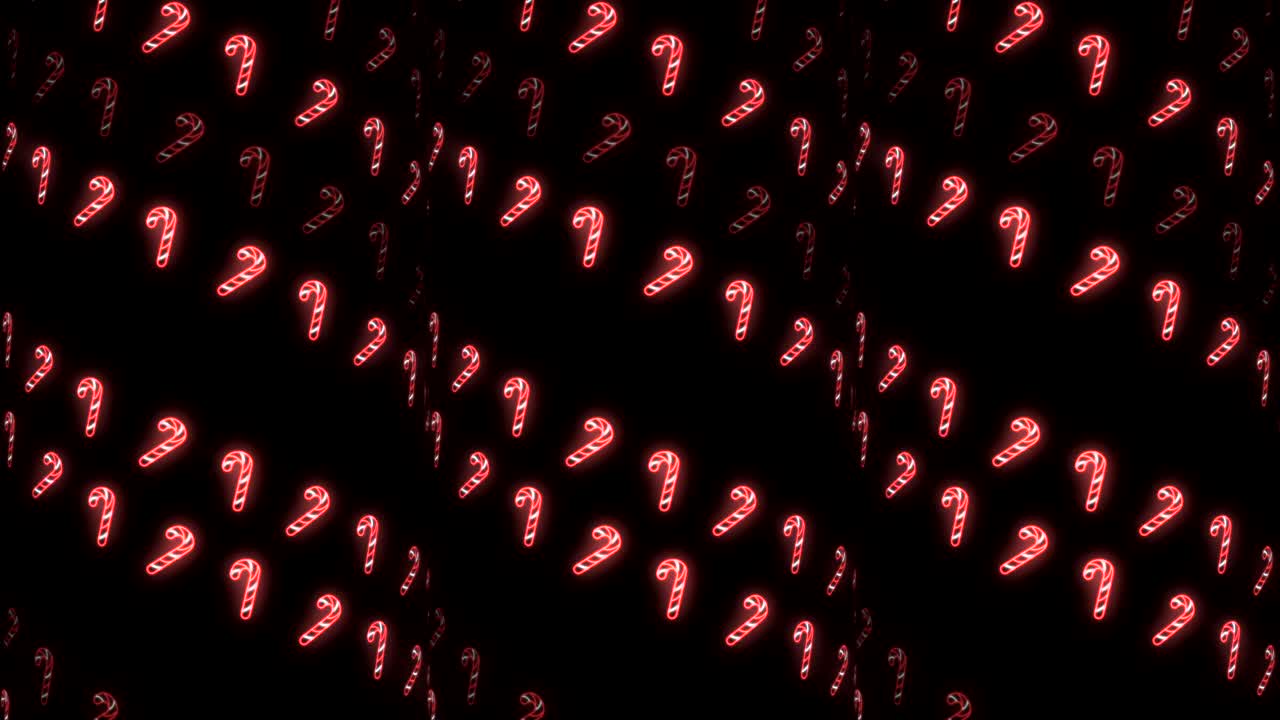 fondo de patrón de navidad de neón estroboscópico de bastón de caramelo en rojo, blanco y negro animación en bucle estroboscópica