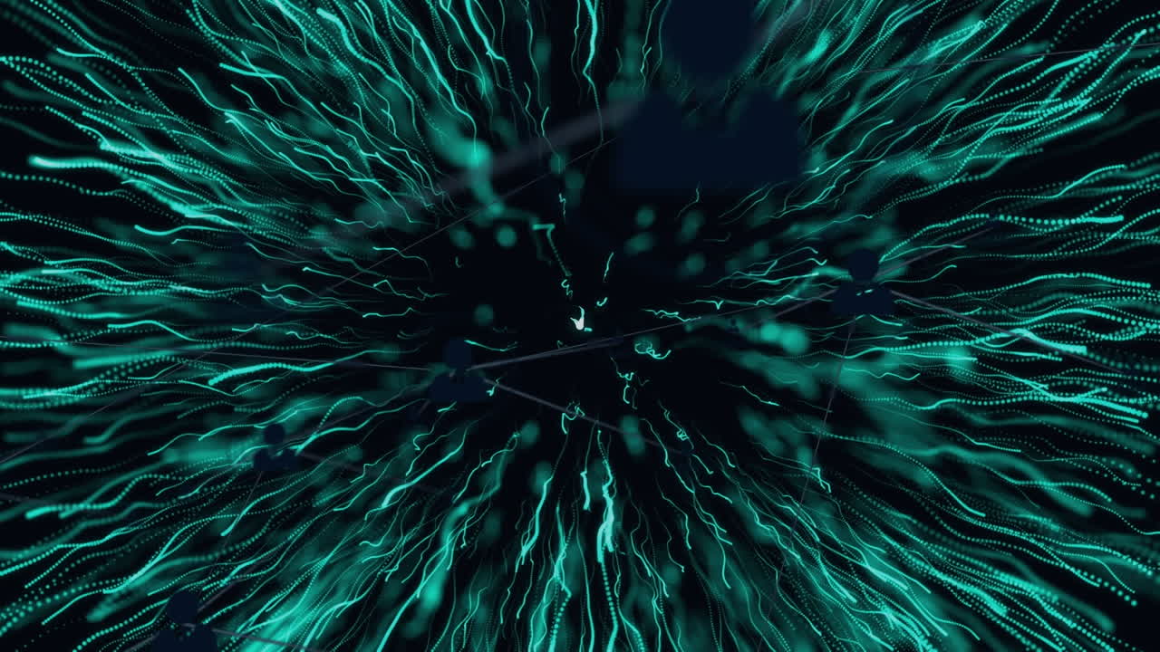 Animation of network of connections with digital people icons over green explosion