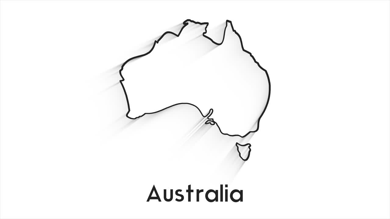 오스트레일리아 지도: 지역별로 소개 4k 애니메이션 오스트레일리아 지도 소개 배경: 국가가 하나씩 나타나고 사라지고 카메라의 움직임