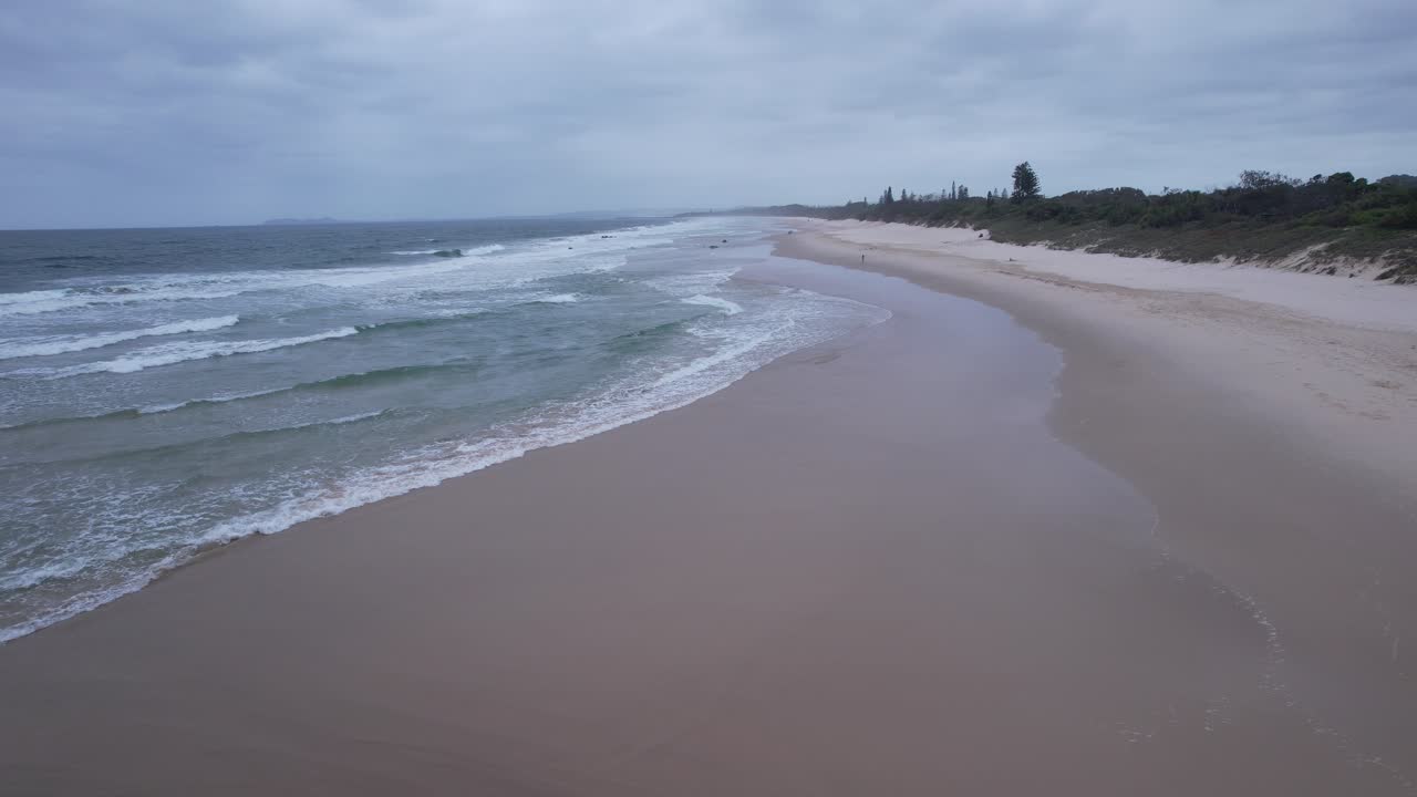 Tranquil Coast In South Golden Beach, NSW, Australia - Drone Shot