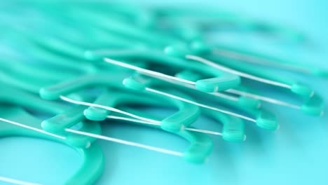 close-up of dental floss picks