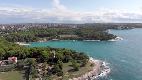 Rocky-Coast-in-Beautiful-Croatia-Landscape---Rising-Aerial-Establisher