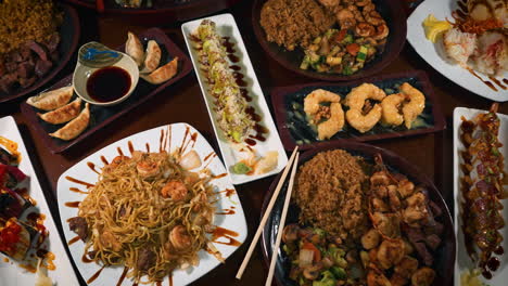 japanese hibachi restaurant menu offerings, appetizers dinners sushi, slider top down 4k