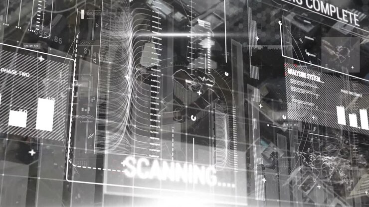 Data processing on grey background