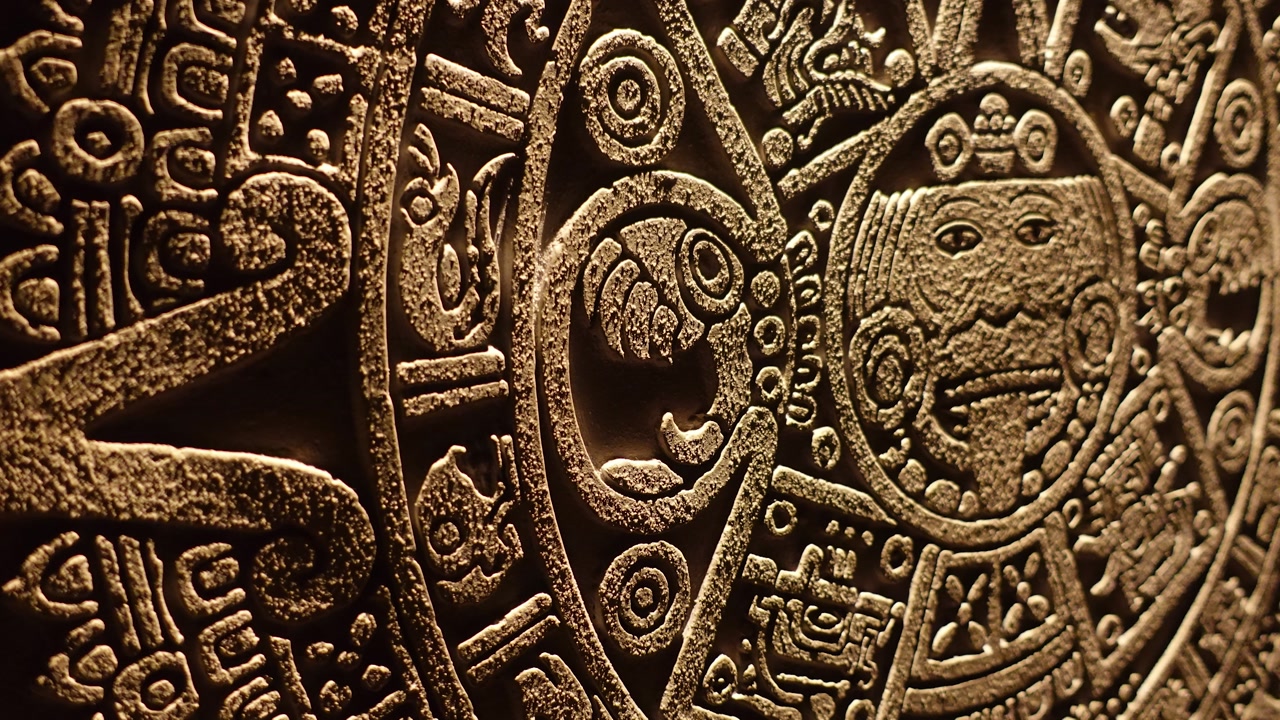 Mayan Stone Calendar Close Up
