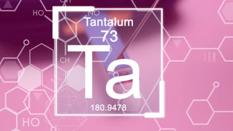 Animation-of-periodic-elements-and-chemical-structures-against-pink-background