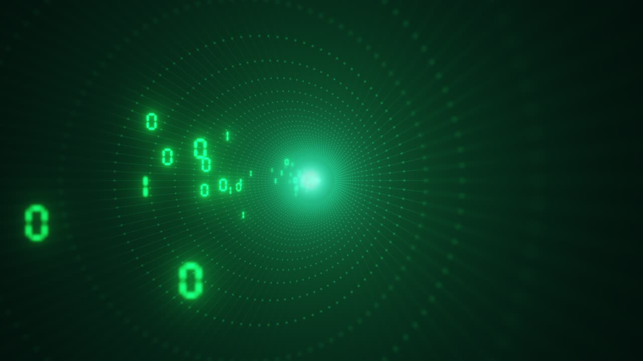 Information flow futuristic matrix transfer digital code numbers big data tunnel 3d rendering