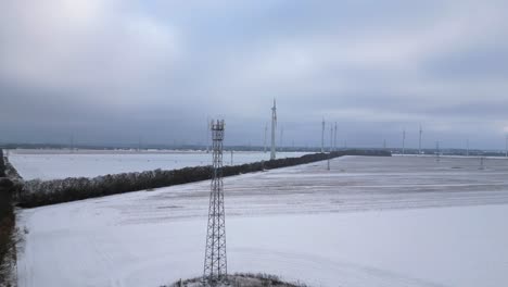 cell tower mobile 5g mast transmission phone, winter snow