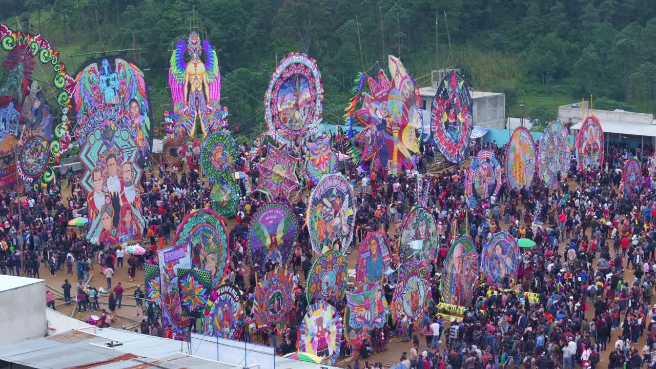 Giant Barriletes Kites During All Saint's Day In Sumpango, aerial