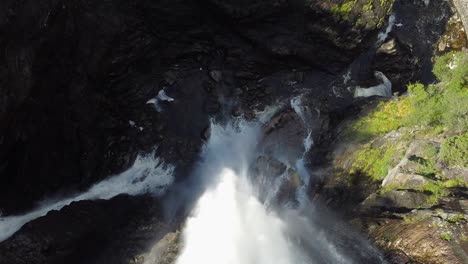 Gush-of-Hesjedalsfossen-waterfalls-Norway-Europe-aerial