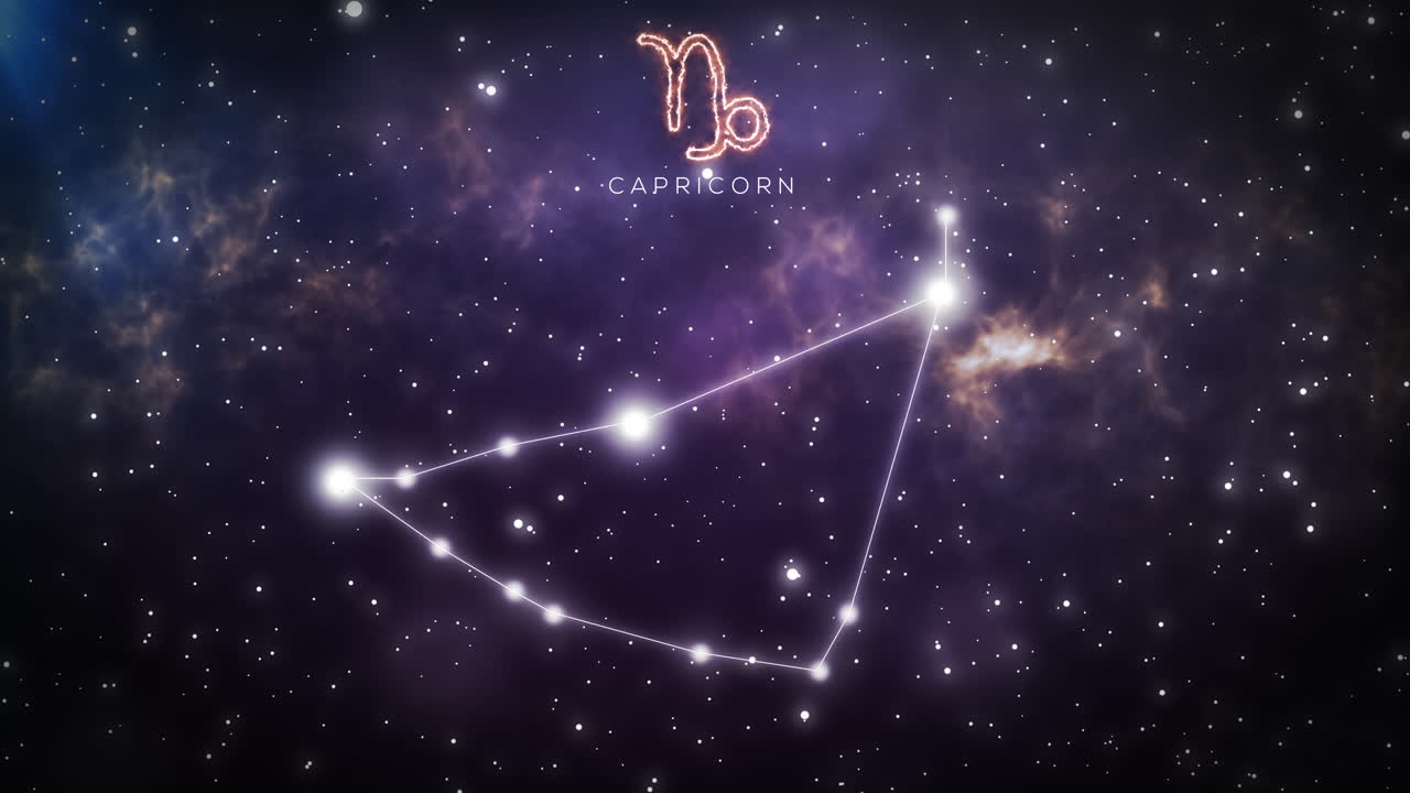 Signo zodiacal de Capricornio y constelación formándose en el espacio estrellado