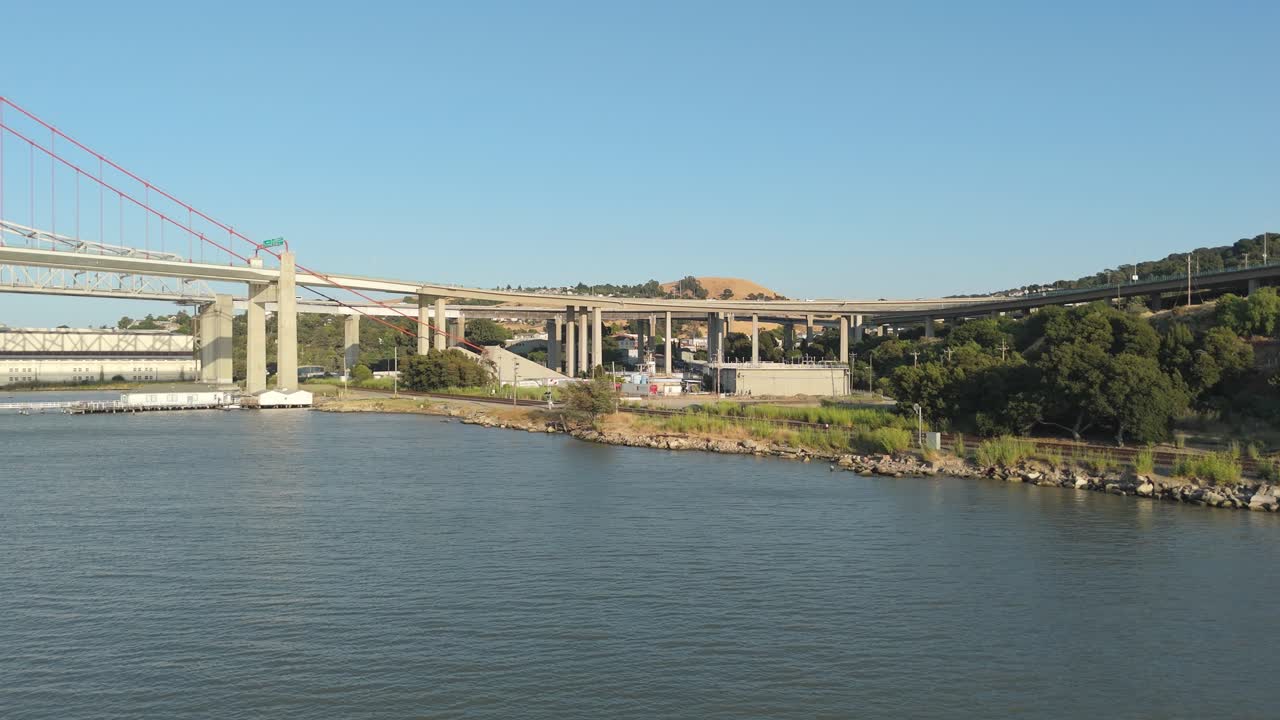 Alfred Zampa Memorial Bridge infrastructure and highway on a sunny morning