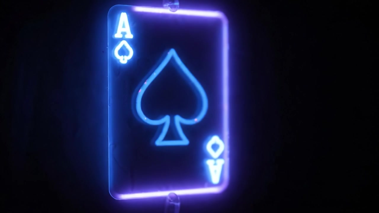 Illuminated Ace of Spades Card Glowing in Neon Light with Aesthetic Design, Capturing the Unique Blend of Gaming Culture and Vibrant Artistry