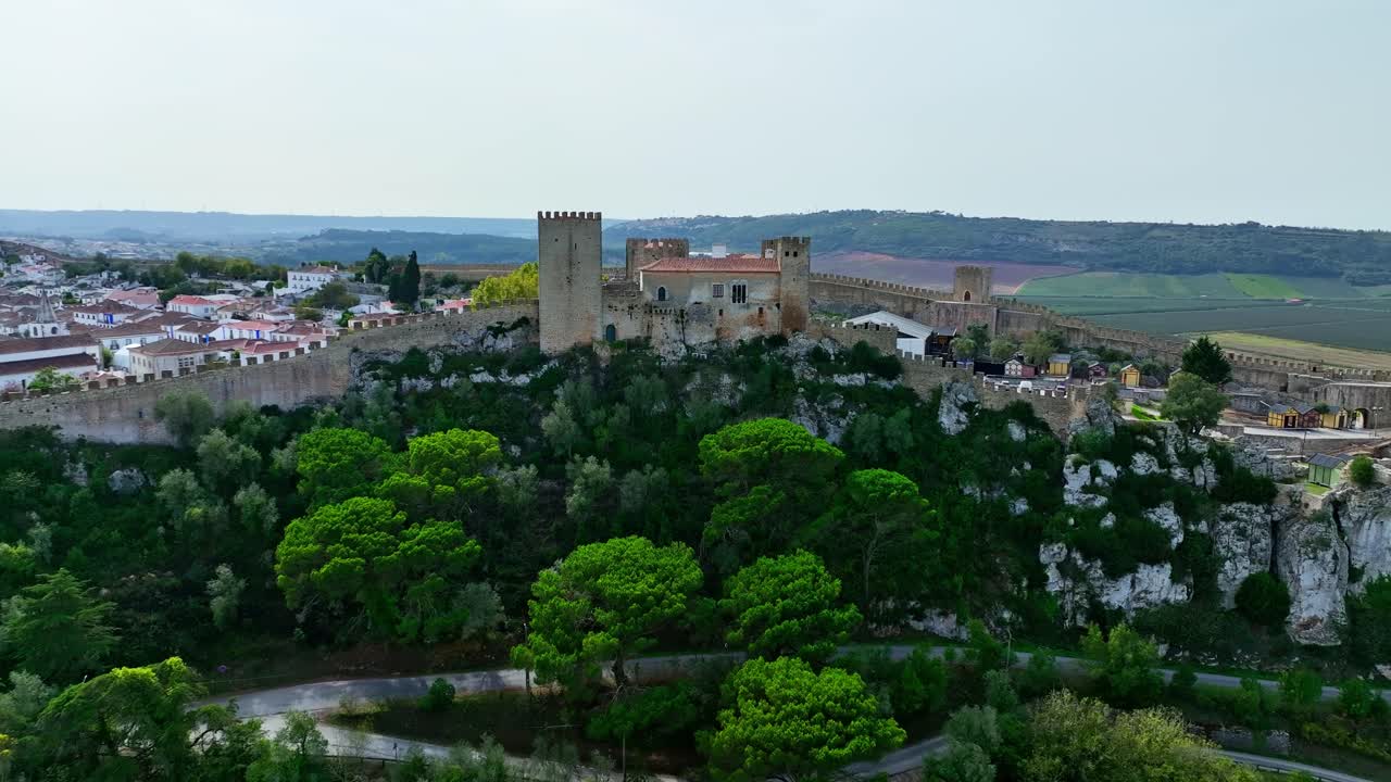 Drone shot of a castle in Portugal.