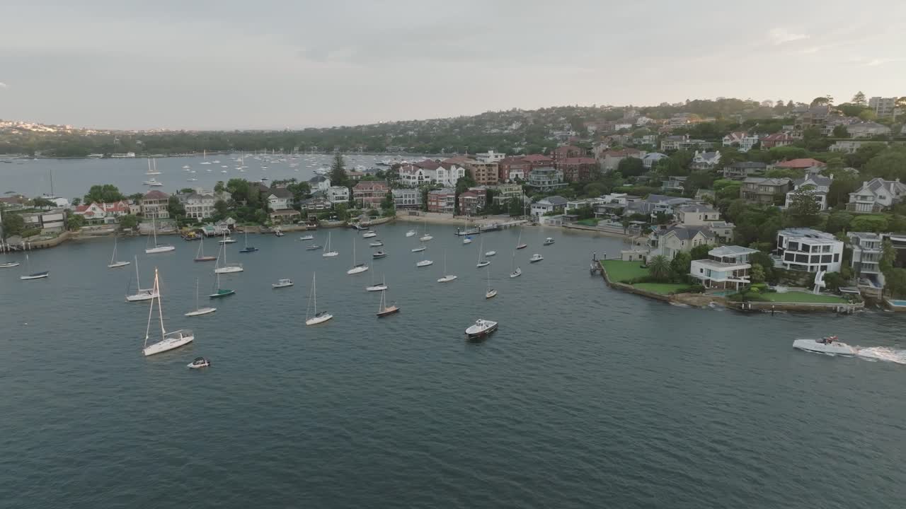 Point piper, sydney, with boats on the water and scenic houses along the shore, aerial view