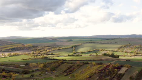 picturesque rural countryside in czechia on a sunny autumn day, drone