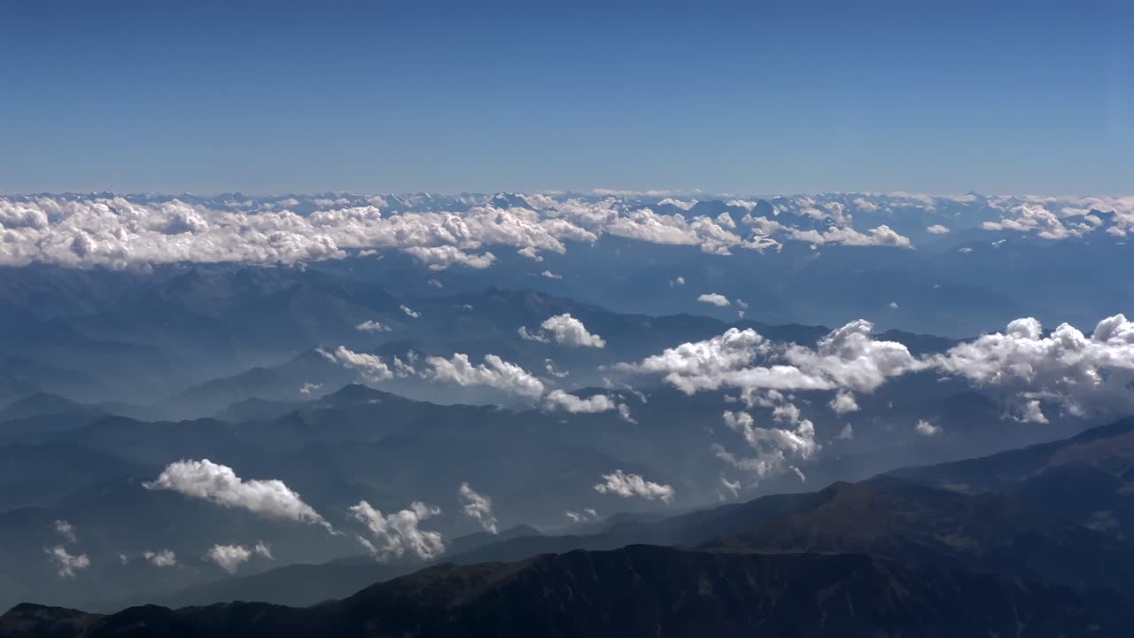 Timelapse clouds, Drone Aerial video. Himalayan Mountain Range Nighttime Drone Shot. Kashmir Landscape Aerial footage