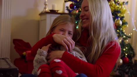 familia en casa en la época de navidad