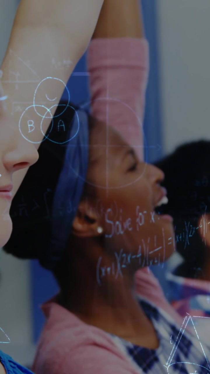 Animation of mathematical equations over schoolchildren