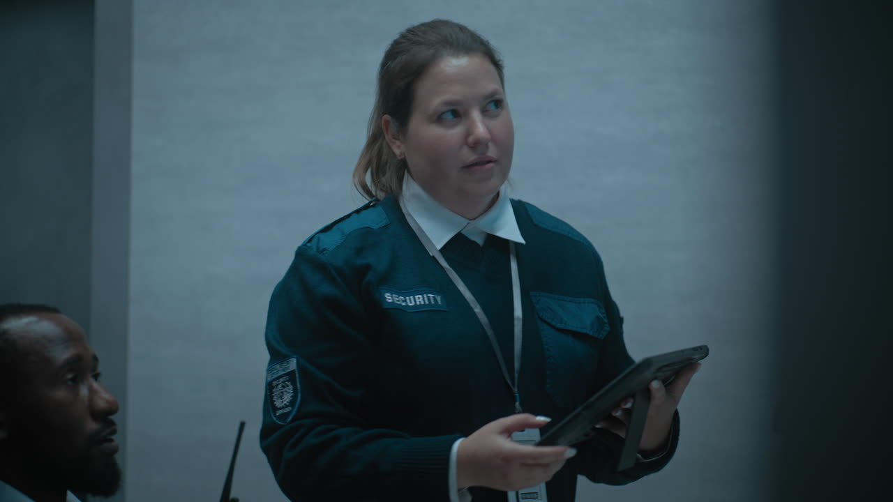 Security Guard Monitoring a Situation