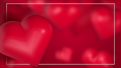valentine 3d red background with floating flying hearts balloon. abstract geometric forms. loop motion graphic.