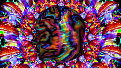 psychedelic video art with a side profile of a head in vibrant colors