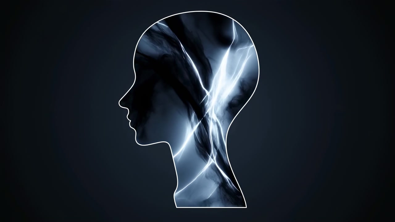 Glowing Profile Silhouette With Neural Energy, Abstract Xray Style Head Revealing Luminous Currents And Neuron