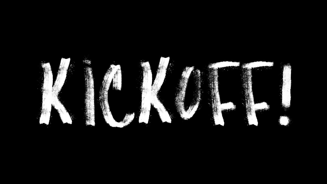 Dynamic White Chalk Style 'Kickoff!' Text Animation