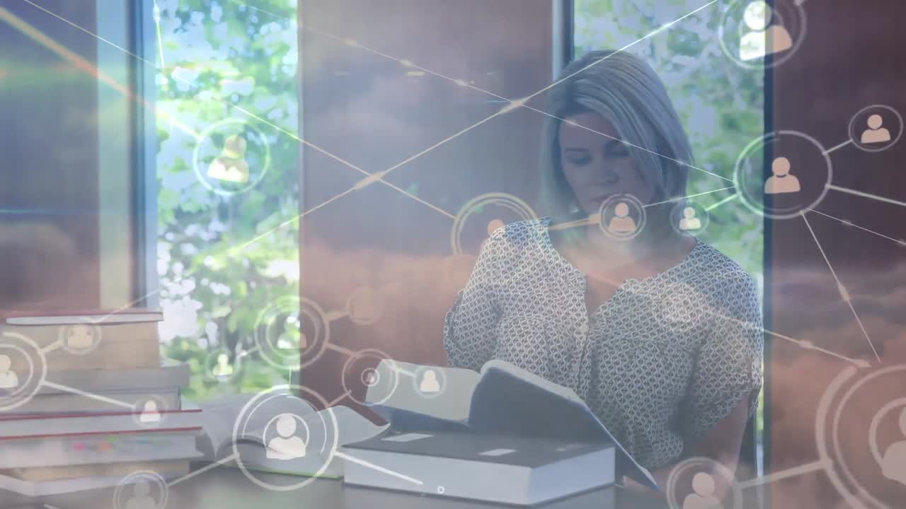 animación de la red de conexiones sobre las mujeres caucásicas