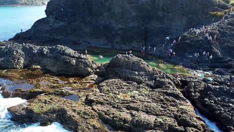 Aerial-shot-of-mermaid-pool-in-New-Zealand