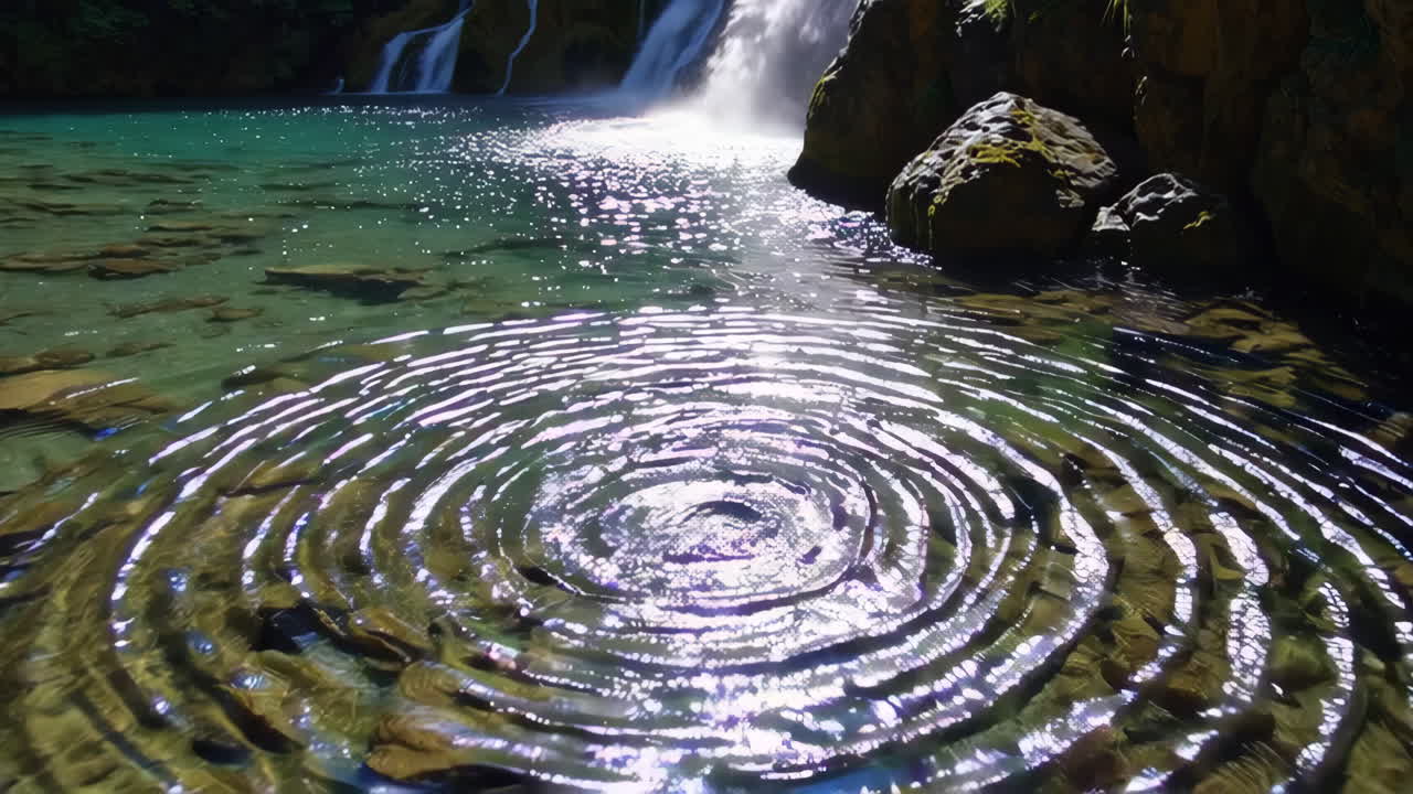 울창한 숲 속 의 조용 한 폭포