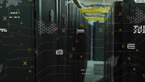 animación del procesamiento de datos en la sala de servidores