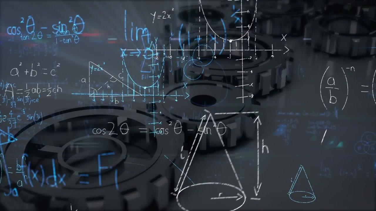 Animation of math formulas over rotating gears