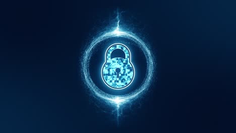 motion graphic of security key with blue energy ball particle abstract backgrounds seamless loop video