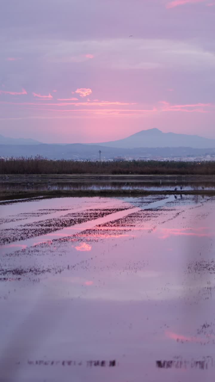 A beautiful sunset reflected in a serene landscape