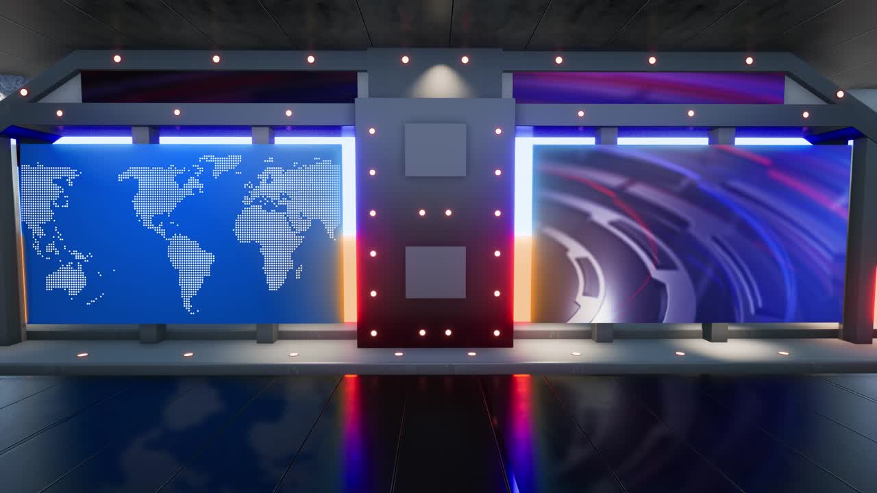 Set studio televisivo per notiziari - Sfondo virtuale con schermo verde in loop