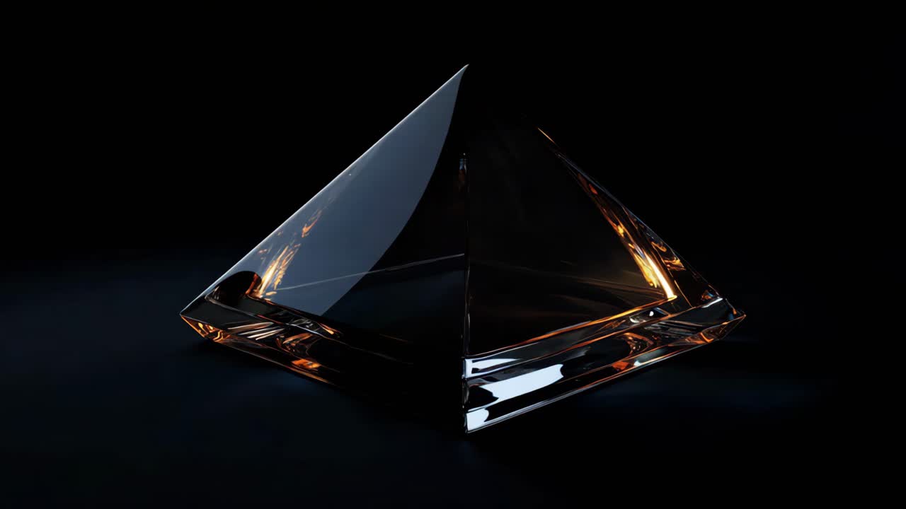 Glass Pyramid on Black Background