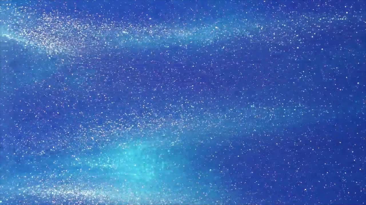 Particelle di glitter scintillanti in movimento su sfondo astratto blu