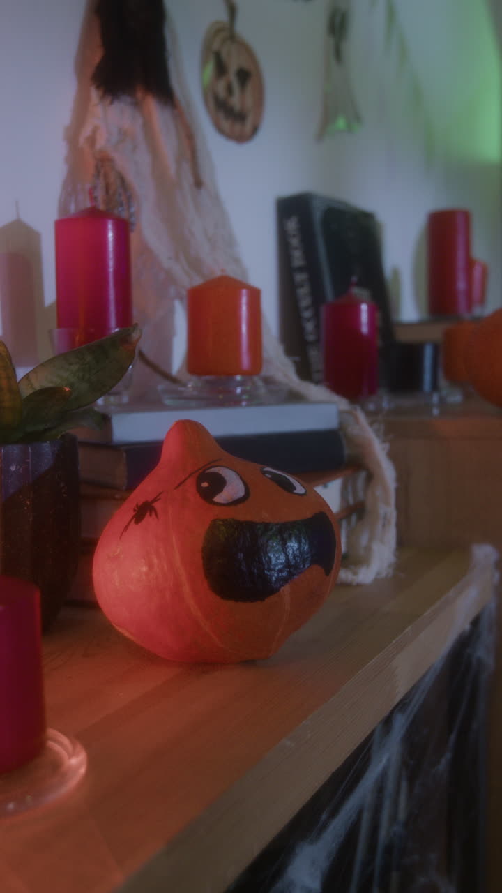 Halloween Decorations with Pumpkin and Candles