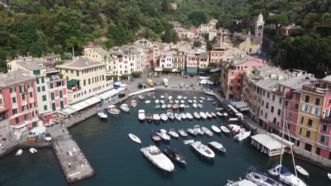 portofino italy by drone port closer