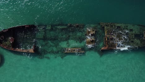 Remains-of-shipwrecks-at-Tangalooma,-Moreton-Island,-Australia