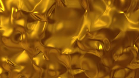 golden wave liquid background. glamour satin lava texture 3d rendering loop 4k