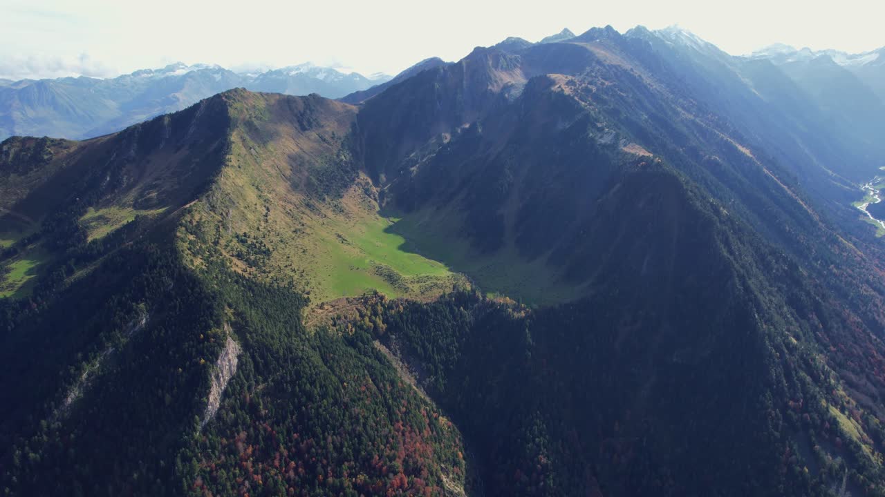 Stunning aerial view of Lisey uplands in the diverse Pyrenees landscape
