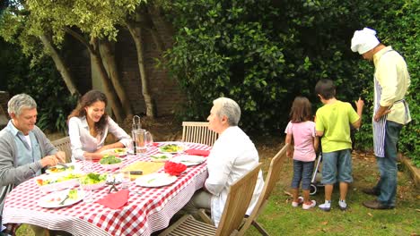 family barbecue with grandparents